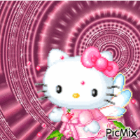 Hello Kitty rose GIF animé