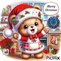 Merry Christmas Bear 动画 GIF
