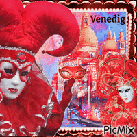 Karneval in Venedig - Rottöne - Animovaný GIF zadarmo