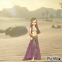Belly dancer in desert animerad GIF