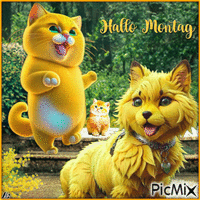 Montag, gelbe, süße Tiere - GIF animé gratuit