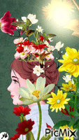 Mujer flor анимированный гифка