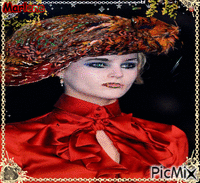 Portrait Woman Colors Hat Deco Glitter Red Fashion Glamour - GIF เคลื่อนไหวฟรี