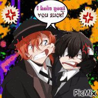Chuuya and Dazai's Love Hate Relationship animēts GIF