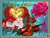 Serce i róże - Nemokamas animacinis gif
