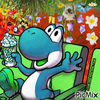 Yoshi and their dreams - GIF animado gratis