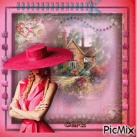 Portrait in a pink κινούμενο GIF