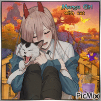 Manga Mädchen mit Katze GIF animé