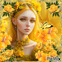 Fleurs jaunes - Бесплатный анимированный гифка