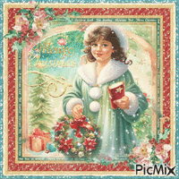 Christmas vintage girl - Gratis geanimeerde GIF