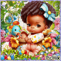 Cute Chibi Babies - Easter - GIF animé gratuit