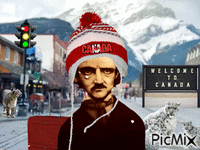 Edgar Allen Poe goes to Banff, Canada geanimeerde GIF