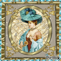 Portrait or et turquoise - Безплатен анимиран GIF
