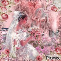 Mariée en robe rose - Zdarma animovaný GIF