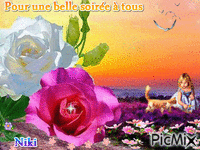 Roses, pour une belle soirée à tous - Бесплатный анимированный гифка