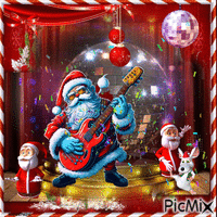 Weihnachten mit einem Rock'n'Roll-Weihnachtsmann - Безплатен анимиран GIF