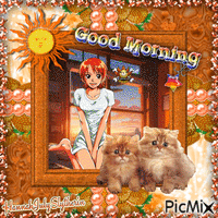 {♦♦♦}Good Morning, Nami & Cats{♦♦♦} - Nemokamas animacinis gif