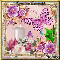 papillons sur fond rose - GIF animé gratuit