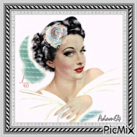 👩  Art pastelPortrait of pin-up - Gratis geanimeerde GIF