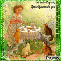 Tea and milk party. Good afternoon to you - Free animated GIF
