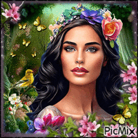 Portrait fleuri - GIF animé gratuit