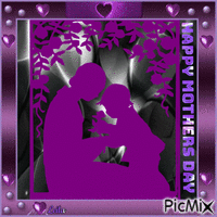Happy Mothers Day. Purple. Black. - Animovaný GIF zadarmo