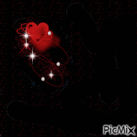 serce na czarnym  tle animovaný GIF