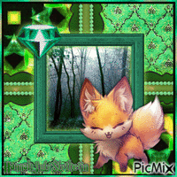 {♣}Fox in the Green Forest{♣} Gif Animado