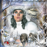 Portrait de femme en hiver - Бесплатный анимированный гифка