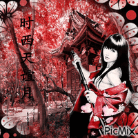 Geisha in rosso - Gratis geanimeerde GIF
