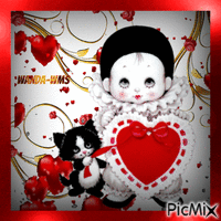 Valentines love cats hearts анимированный гифка