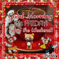 Good Morning It's Friday! Enjoy the Weekend! - GIF animasi gratis