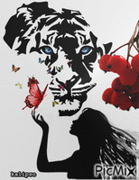 Girl and Lion Animated GIF