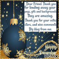 Dear Friend. Thank you..... Happy December Gif Animado
