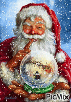Santa and Snowglobe анимированный гифка