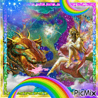 fantasy dragon rainbow - Animovaný GIF zadarmo