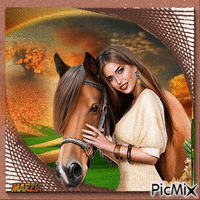 marzia  -donna e cavallo geanimeerde GIF