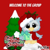 Christmas welcome owl анимирани ГИФ