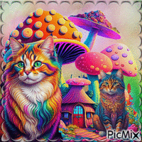 coloré avec des chats - Animovaný GIF zadarmo