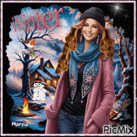 Donna in inverno - Free animated GIF