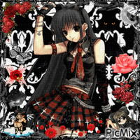 Anime Flower Red and Black