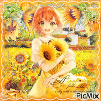 Manga with flowers - Gratis animerad GIF