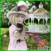 La petite princesse et son chat - Animovaný GIF zadarmo