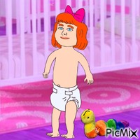 Baby with Inch in pink world animēts GIF