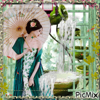 asian with parasol