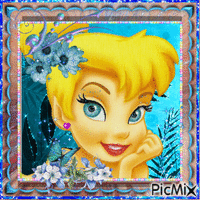 Portrait Disney Fairy Flowers Glitter Blue Animated GIF
