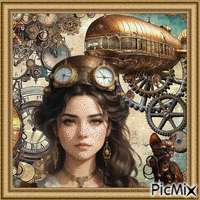 Portrait d'une beauté Steampunk. - GIF animado gratis