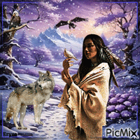 Amérindienne en hiver - GIF animado grátis