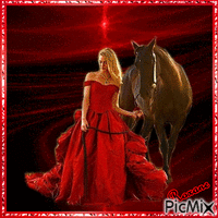 la femme et le cheval - GIF animé gratuit