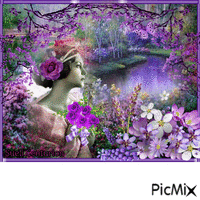 Um buquê do jardim na cor roxa - GIF animate gratis
